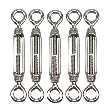 

Pack of 5 Silver M4 Adjustable 304 Stainless Steel European Style Eye to Eye Turnbuckle Wire Rope Tension Tensioners