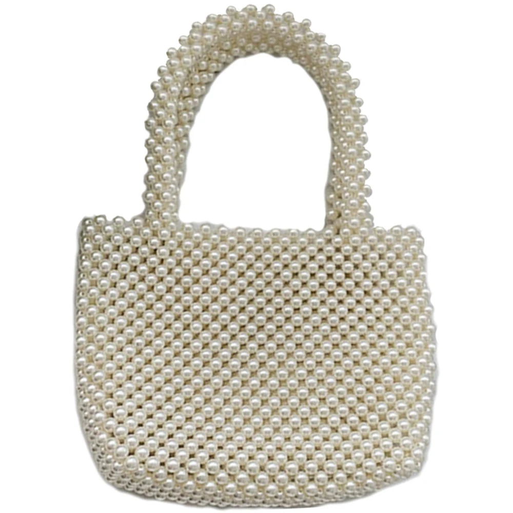 

Women Vintage Imitation pearls Handbag Spring Trendy Retro Chic Top Handle Bag Female Small Size Beading Classical Elegant Tot
