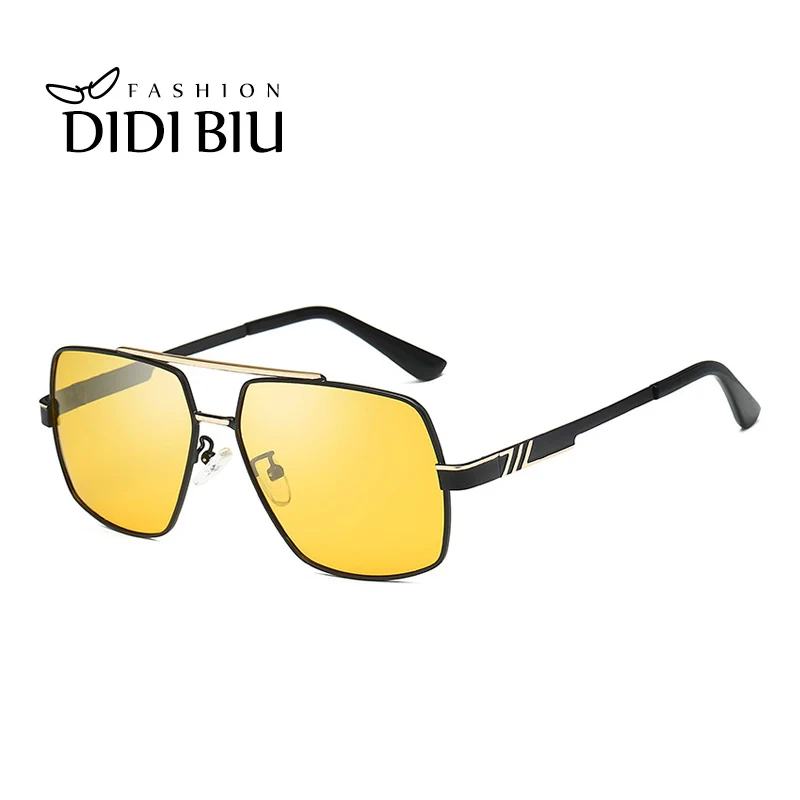 

DIDI Day & Night Vision Photochromic Polygonal Sunglasses Men Brand Yellow Lens UV Protection Shade Driving Glasses Oculos HN892