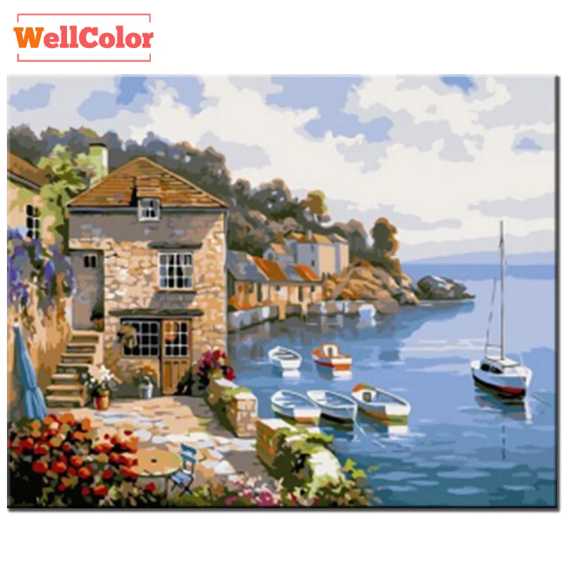 WELLCOLOR New style 3D diy diamond painting cross stitch, full round of the picture, 5D diamond embroidery seascape scenery view (1)