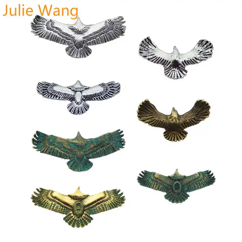 

Julie Wang 7pcs Mixed Size Color Fly Eagle Shape Metal Alloy Necklace Bracelet Pendant Charms Women Handicraft DIY Jewelry Gifts