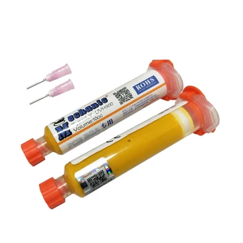 

2pcs Yellow UV Curable Solder Mask 10CC for PCB BGA Circuit board protect Soldering Paste Flux Cream Welding Fluxes Oil + neddle