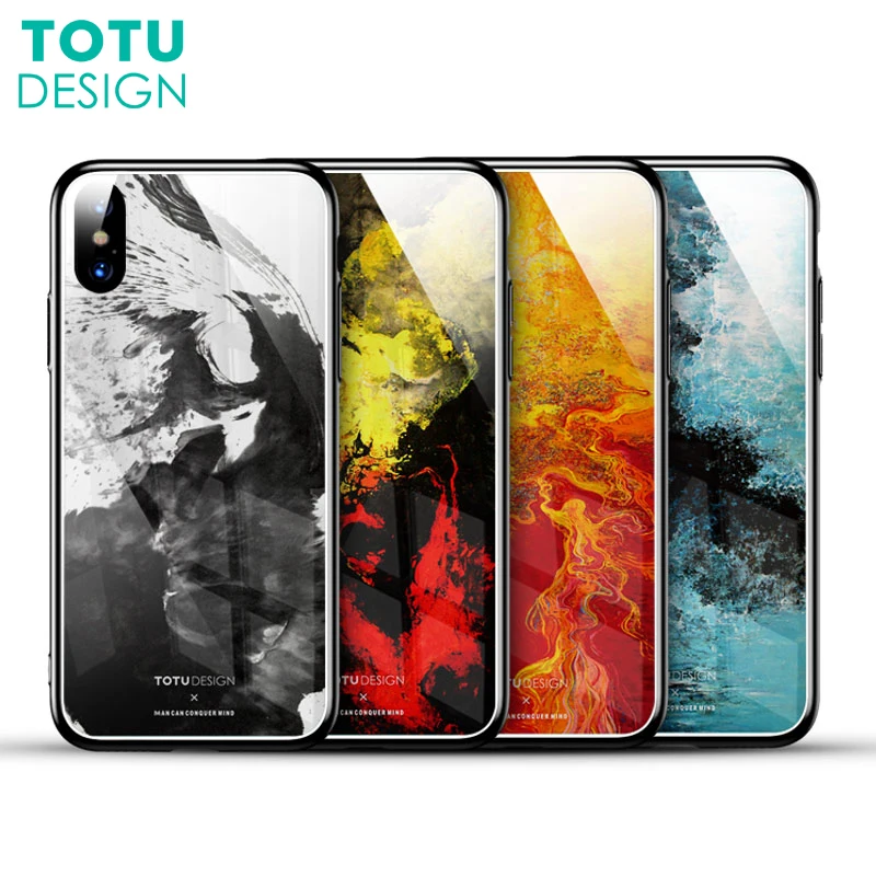 TOTU стеклянный чехол для телефона s для iPhone X 10 чехол из закаленного стекла задняя крышка Жесткий PC Coque для iPhone 8 7 Plus чехол Роскошный Fundas shell