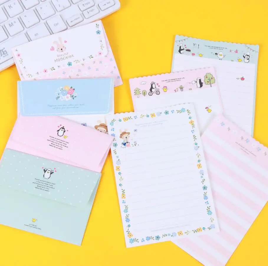 1set Stationery Greeting Card Mini Envelope Stationery Set Cute