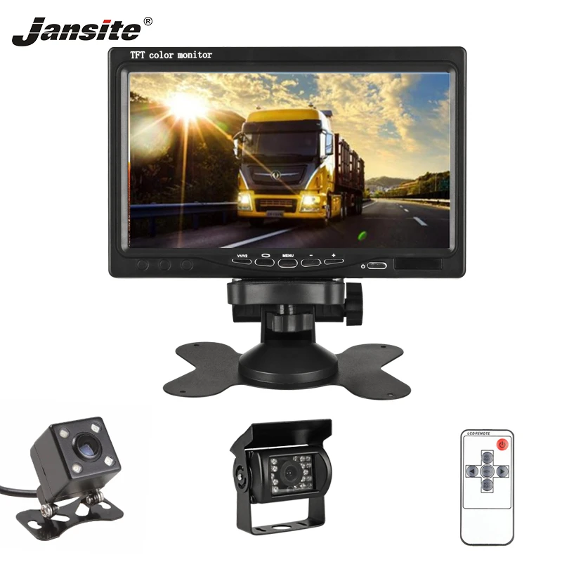 

Jansite Car Display 7 inch Car Monitor 800*480 Wired camera 6m 10m remote control Aluminium Alloy PAL NTSC Truck Indoor camera