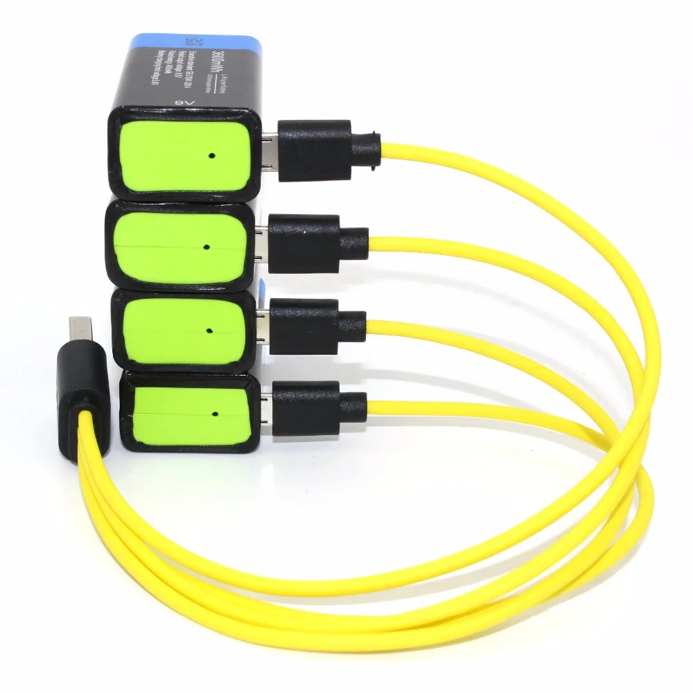 

ETINESAN 4pcs 9V 3600MWH li-ion li-polymer lithium rechargeable battery for camera toy ,robot ect battery + USB charging cable