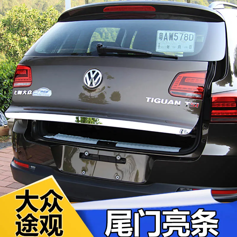 Высококачественная нержавеющая сталь задняя дверь багажника Ручка крышка хвостовые ворота отделка ободок литье Стайлинг для Volkswagen Tiguan 2010