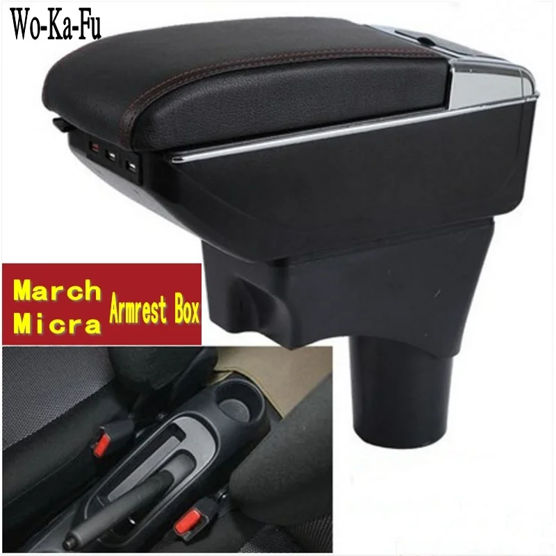 For Nissan March Micra K13 MK4 IV armrest box central Store content Storage box with cup holder ashtray USB interface 2010-2017 For Nissan March Micra K13 MK4 IV armrest box central Store content Storage box with cup holder ashtray USB interface 2010-2017