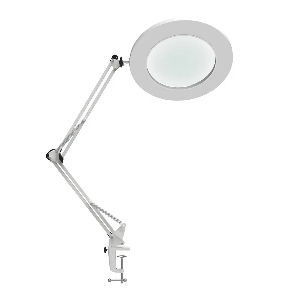  LED Magnifying Table Lamp Metal Clamp Swing Arm Desk Lamp Stepless Dimming 3Colors  7W Magnifier LE - 32909212699