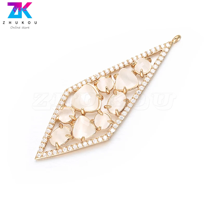 

ZHUKOU 20x56mm charms for Bracelets&Necklace Jewelry Accessories Making handmade Diamond Earrings Pendant VD385A hole:1.2mm