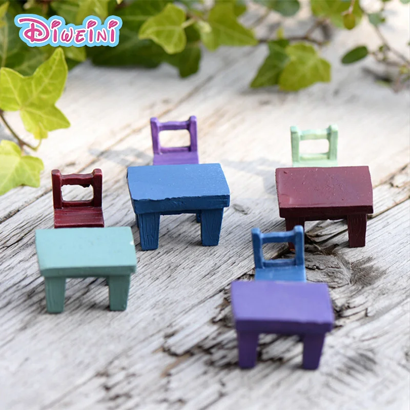 

Simulation Square Wooden Table Chair Model Miniature Figurine Pretend play Kitchen Toy Doll House DIY Accessories gift Baby Gift