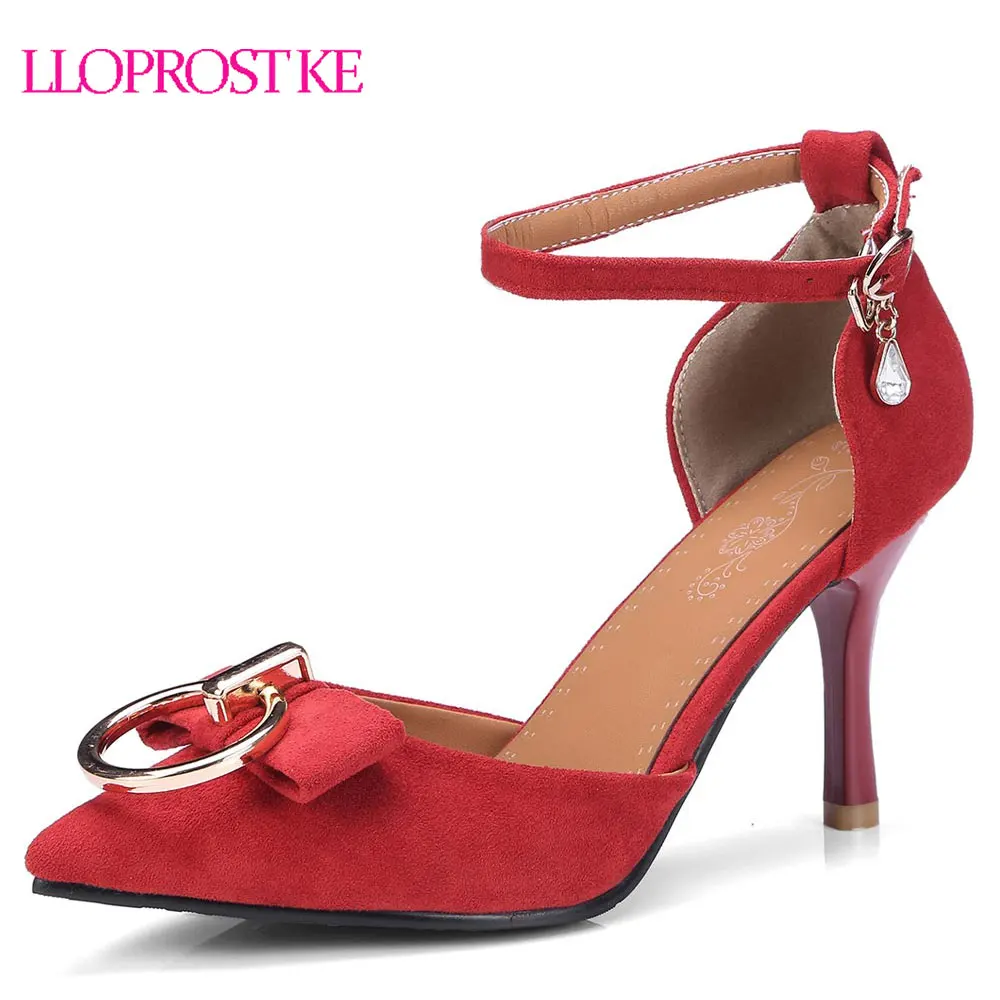 

Lloprost ke 2018 Summer Shoes Sexy Pointed Toe Sweet Bowtie Thin High Heel Sandals Ankle Straps Black Beige Pink Stilettos MY654