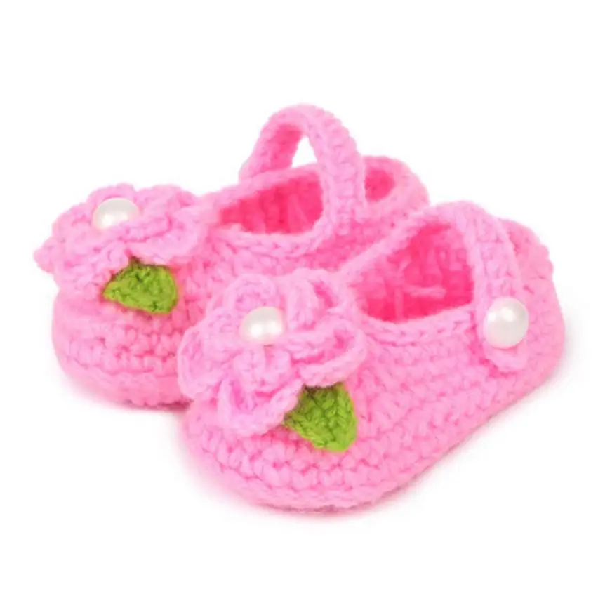 Newborn baby Girl Crochet Knit Socks Flower Toddler Cartoon Shoes Handmade
