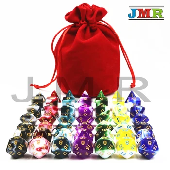 

49pcs/bag Polyhedron Dados D&D Dice with Nebula Effect D4 D6 D8 D10 D10% D12 D20,7 Colors Playing for Board Game