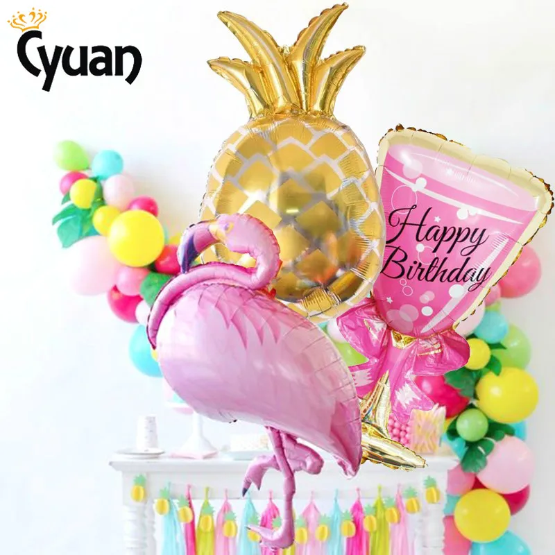 

1pcs Cute Pineapple Foil Gold Ballons Flamingo Balloons Birthday Party Beach Party Decoration Luau Tropical Beach Party Favor