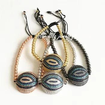 

10pcs/lot Wholesale Strand Bracelet Micro Pave Cubic Zirconia Nano Turquoesa Braiding Macrame Bracelet Rope Pulsera Bisuteria