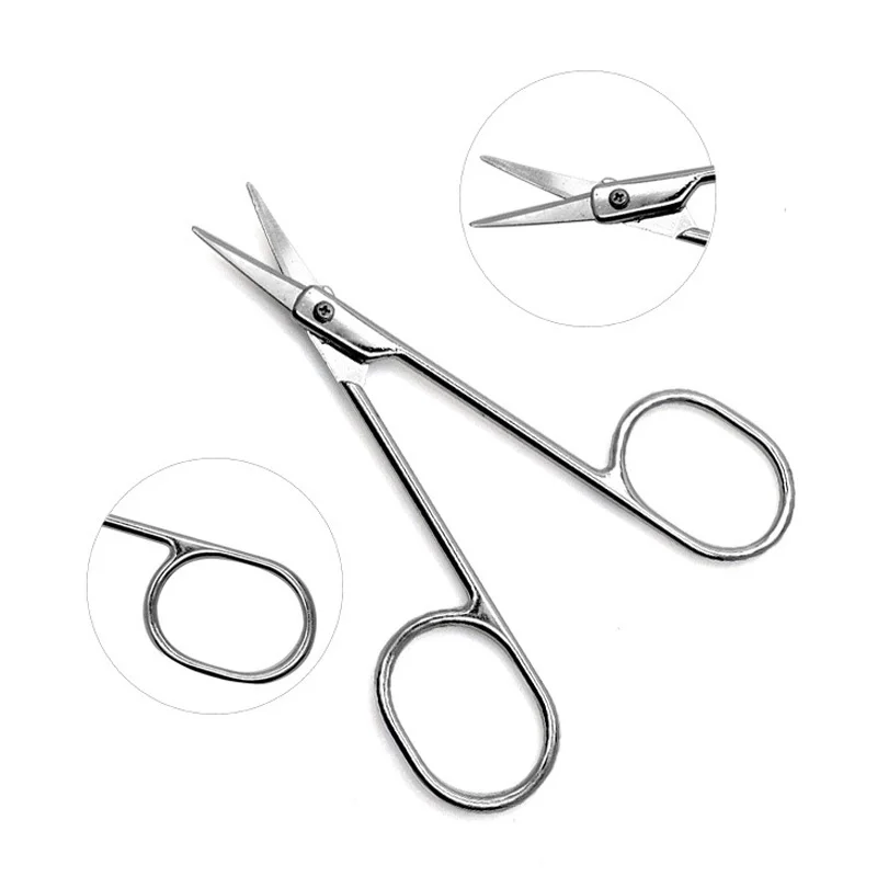 2pcs Round Point Head Makeup Scissors Eyebrow Eyelashes Nose Hair