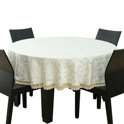 Luxury European style Round table cloth with Lace edge kitchen accessories living room Coffee house home decoration table cloth