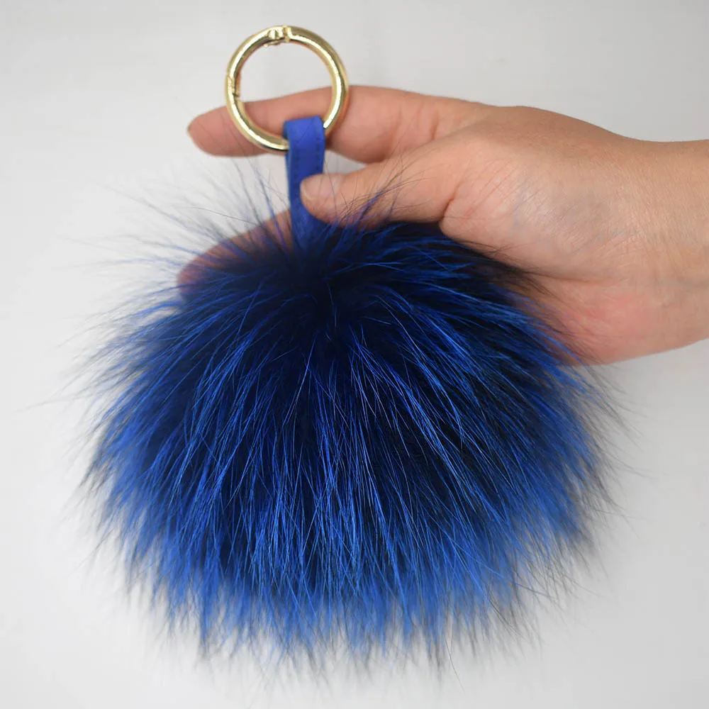 silver fox pompom keychain 1