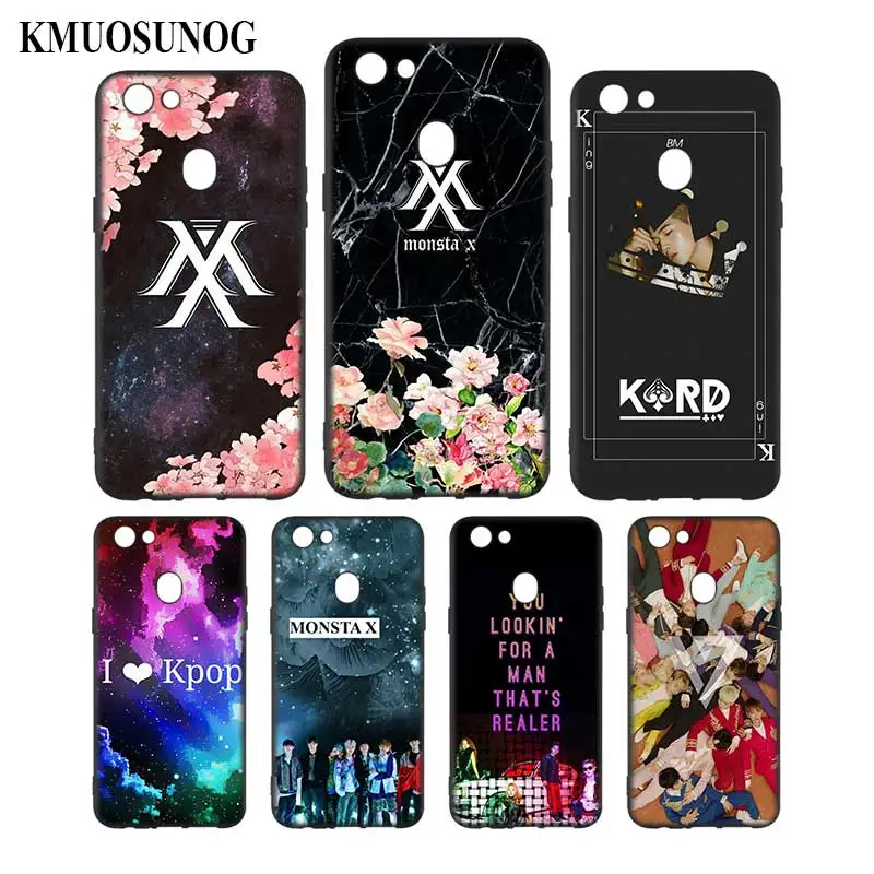

Silicone Phone Bag For OPPO F5 F7 F9 A5 A7 R9S R15 R17 Black Soft Silicone Phone Case KPOP KARD MONSTA Style