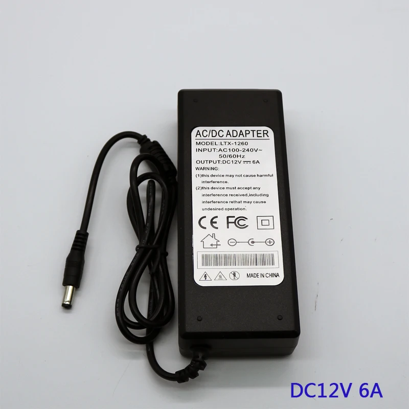 12V6A AC 100 в-240 в 72 Вт конвертер адаптер питания DC 12 В 6A 2 1 мм-2 5 мм * 0 штекер Адаптер для