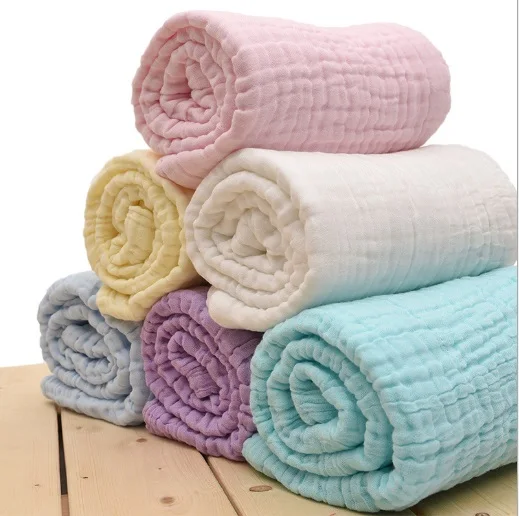 Newborn 100% Cotton Baby Blanket Infant Muslin Kids Soft Bath Shower Towel Baby Gauze Swaddle Receiving Blankets 110cm*110cm