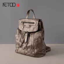 AETOO Кожа плеча женщины сумка колледж стиль Корейской моды досуг новый глава ковбой женщины рюкзак