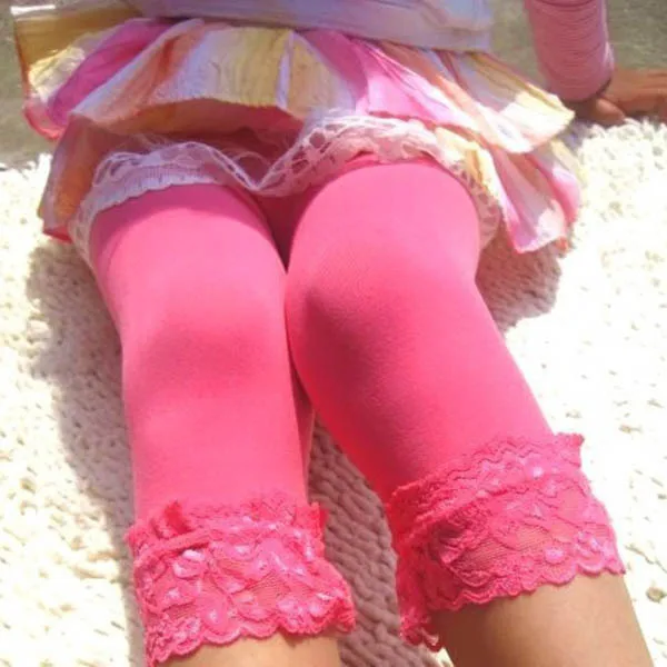 

Children's legging For Girl Summer Stretch Lace Skinny Girl Legging Child Pants Candy Color Elastic Trousers For Kids 3-10Y