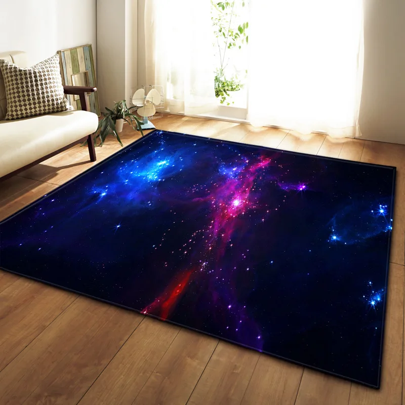 3D Galaxy Space Stars Carpets for Living Room Bedroom Area Rug Parlor Tea Table Decor Mat Soft Flannel Large Size Rug and Carpet