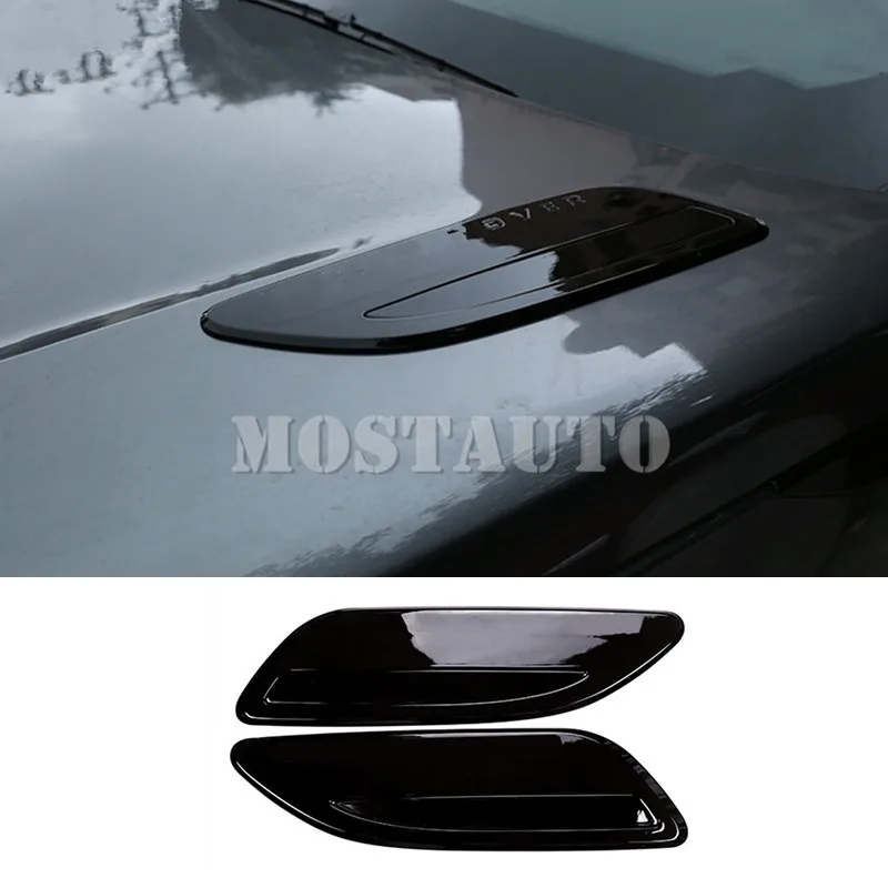 

For Land Rover Range Rover Velar Exterior Front Hood Air Vent Outlet Trim Cover 2017-2019 2pcs Black/Black Silver