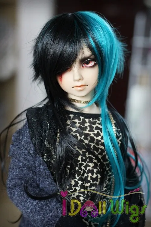 

Free Shipping High quality Cheap Synthetic green black side color 1/3 1/4 1/6 bjd boy doll straight wigs on sale