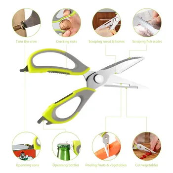 

JINJIAN Multi-Function Kitchen Scissors Cutter Knife With Magnet Cover Kitchen Vegetable Knives For Meat Potato Cheese Meat Cut