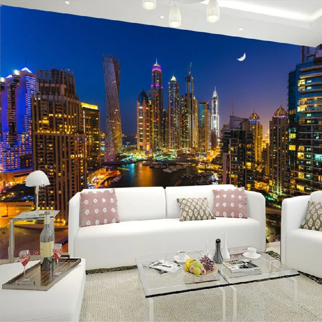 custom 3d photo wallpaper dubai city night view large wall painting