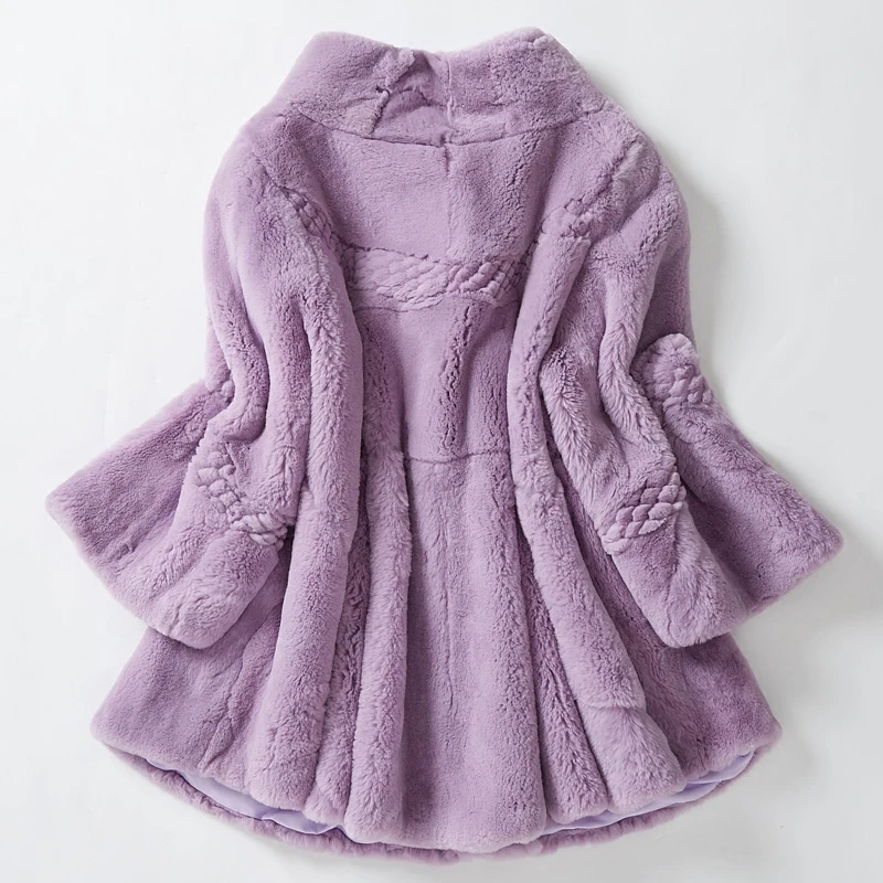 Flower cut loose fit natural rex rabbit fur coat women plus size stand collar real fur jacket 2018 autumn winter collection Flower cut loose fit natural rex rabbit fur coat women plus size stand collar real fur jacket 2018 autumn winter collection