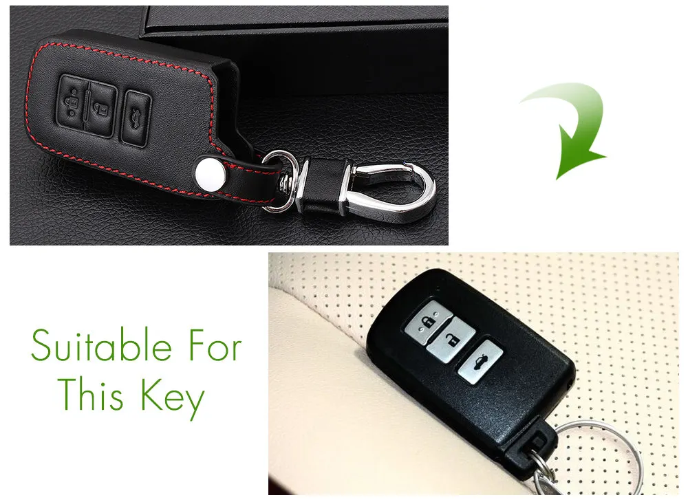 Чехол для ключей из натуральной кожи с дистанционным управлением для Toyota Camry Crown RAV4 Corolla Prado Prius 3 кнопки Smart Key - Название цвета: A Style