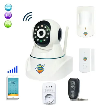 

GSM Alarm & IP Network Camera with Wireless PIR & Door Sensor Alarming Alert System