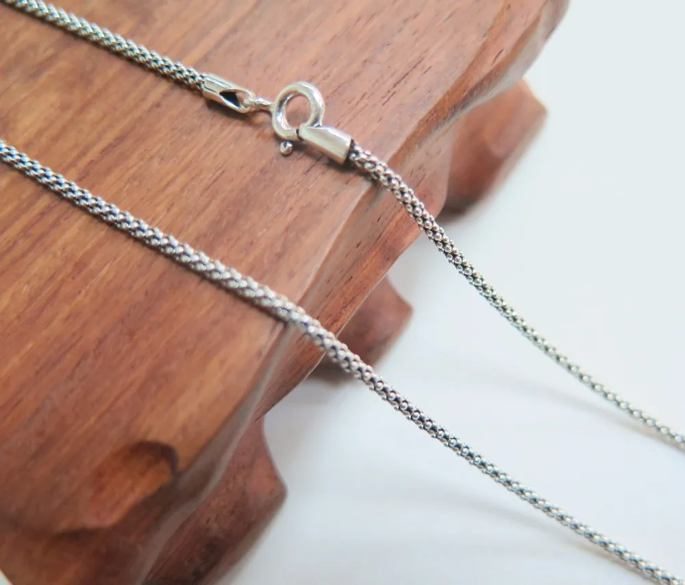 

20"L 925 Sterling Silver Necklace 2mm Popcorn Link Chain Necklace S925