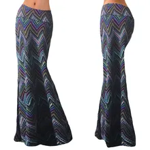 Женская высокая талия принт Bodycon Бохо длинное Вечеринка пляжная юбка синий и фиолетовый с принтом длинная юбка HX0125