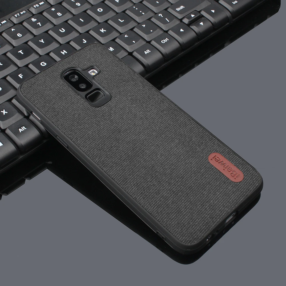 

Original High Quality Luxury Phone Case for SAMSUNG Galaxy J8 2018 Case Shockproof sticking Back Cover Simple Cloth Hard Back