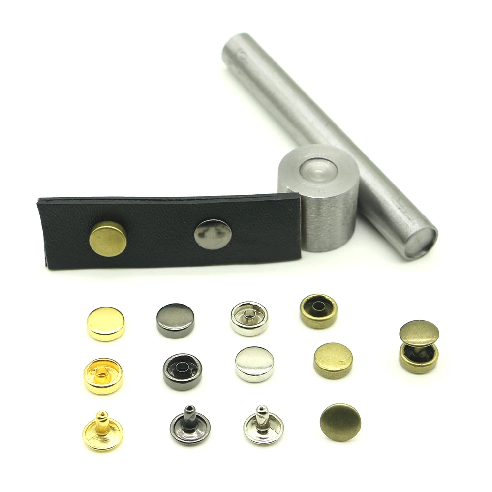 

Diy double-sided round 3.8mm high impact rivet with tool kit arc rivet wrapped shoes and clothing accessories decorative rivet