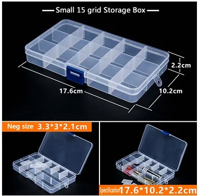 10/15 сеток, регулируемая прозрачная пластиковая коробка для хранения, стразы, ювелирные изделия, бусины, серьги, кольца, отсек, коробка для хранения, 1 шт