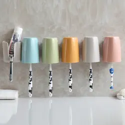 Всасывания настенный держатель зубной щетки мыть костюм стены ванной сосать-Бесплатная чашки хранения зубной пасты стойки для дома Декор