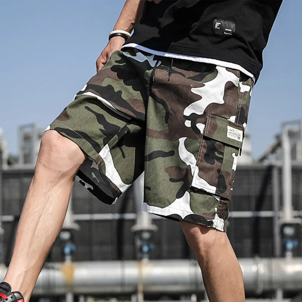 Men's Summer Fashion Simple Wild Outdoors Casual Camouflage Overalls Plus Size Sport Shorts Loose Mid Pants Calcoes casuais 50