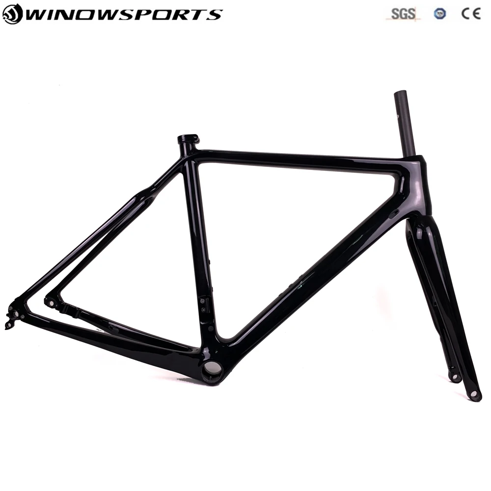 Black Glossy Велосипедная карбоновая рама для велокросса, карбоновые колеса для дорожного велосипеда, карбоновые диски для велосипеда с гравием Axle142* 12 - Цвет: Black Glossy