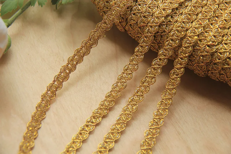 10 yard/lot 1cm 0.39" width gold braid fabric embroidery tapes lace