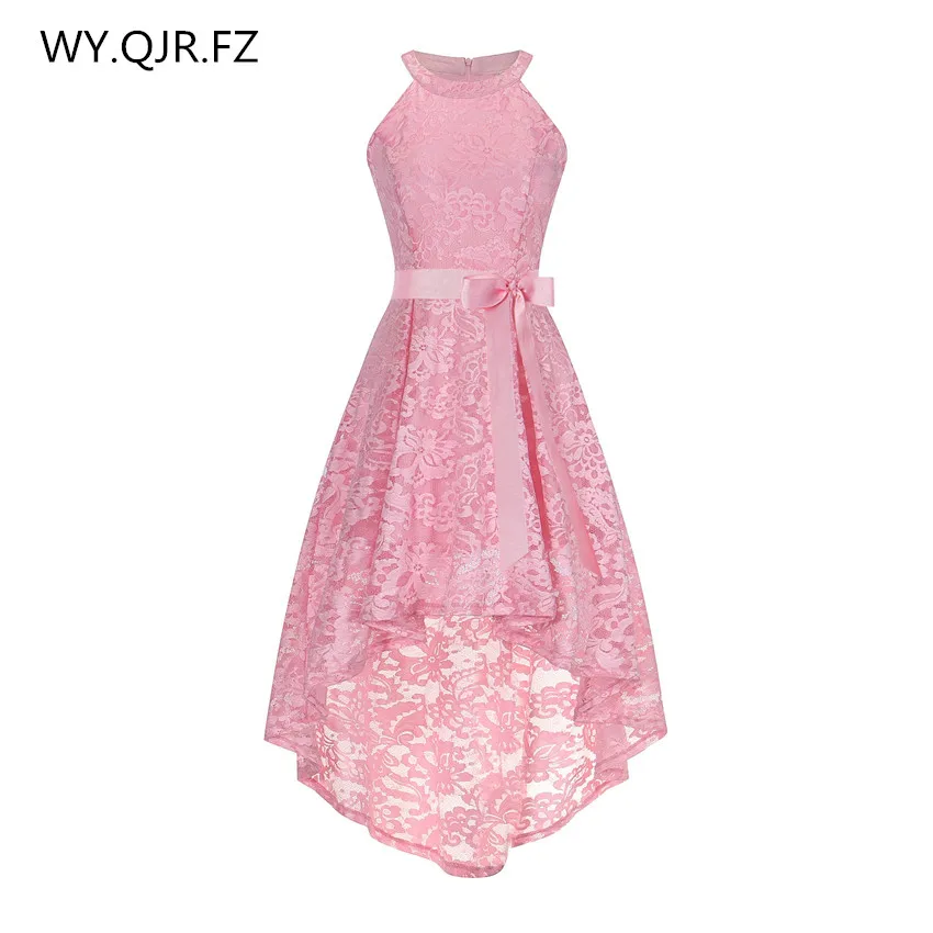 

OML526F#Front short long back pink halter Bow Evening Dresses Classmate party dress prom gown wholesale fashion clothing China
