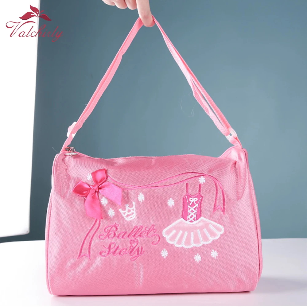 

New Pink Girls Dance Ballet Bag Embroidery Printed Kids Bag Big Capacity High Quality
