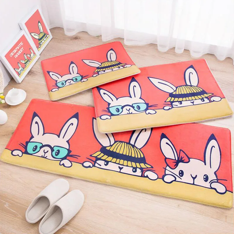 Cute Bunny Baby Design Rugs Soft Rabbit Mats Bathroom Kitchen Living
