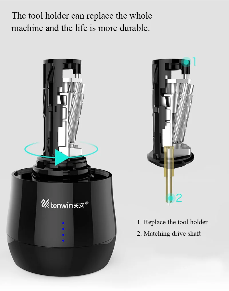 TENWIN Регулируемая электрическая точилка для карандашей двойного назначения многофункциональная зарядка художественная Рисование эскиз специальная точилка для карандашей 8009