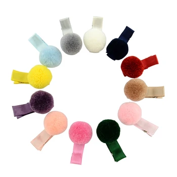 

12 Pcs Baby Girl Soft Fur Ball Hair Clip Handmade Barrettes Head Accessories